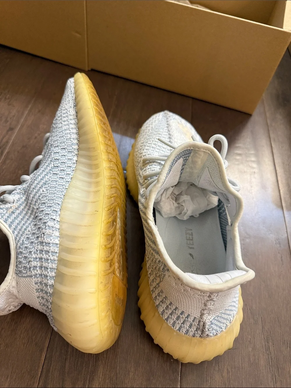 Adidas Yeezy Boost 350 Men's Sneakers in Light Gray and Cream